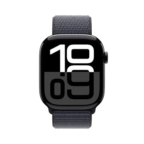 Apple Watch Series 10 [GPS 46mm case] Smartwatch with Jet Black Aluminium Case with Ink Sport Loop. Fitness Tracker, ECG App, Always-On Retina Display, Carbon Neutral - View 3