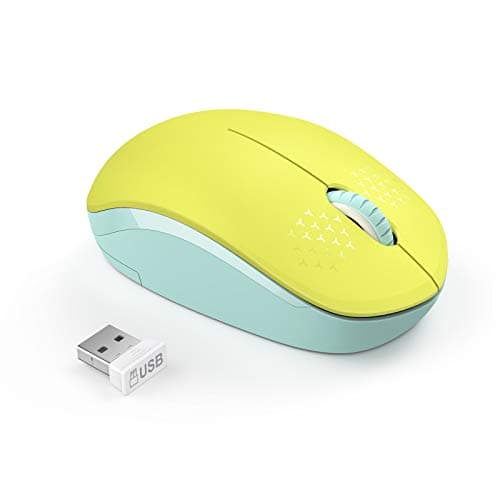 seenda Wireless Mouse, 2.4G Noiseless Mouse with USB Receiver Portable Computer Mice for PC, Tablet, Laptop, Notebook - Yellow & Green
