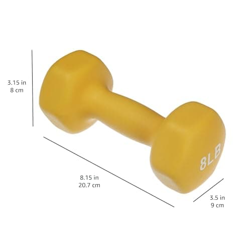 Amazon Basics Neoprene Dumbbell Hand Weights, Rack with 3 Pairs (3, 5, and 8 Pounds), Purple/Green/Yellow - View 2
