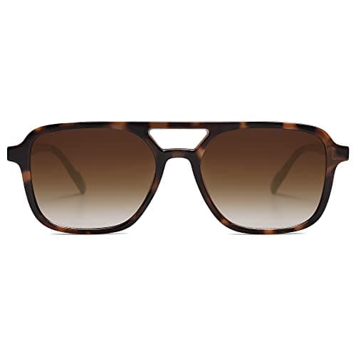 SOJOS Retro Aviator Sunglasses for Women Men,Trendy Rectangle Womens Mens Shades Sun Glasses SJ2202 Tortoise Frame Brown Grading Lens - View 2