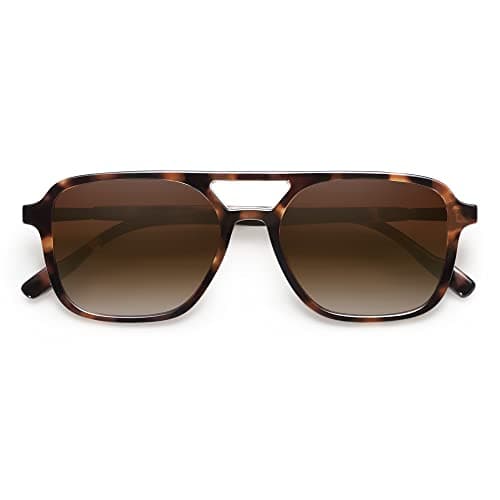 SOJOS Retro Aviator Sunglasses for Women Men,Trendy Rectangle Womens Mens Shades Sun Glasses SJ2202 Tortoise Frame Brown Grading Lens - View 4