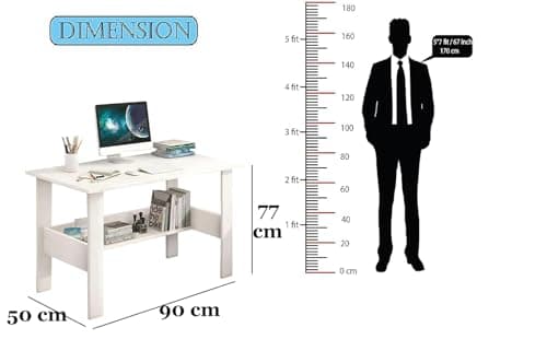 Callas Computer Desk Home/Office Desk | Writing Study Desk | Laptop Table | Modern Simple Desk | Small Desks for Small Spaces | Sturdy Desk for Home, Office, Bedroom, Living Room (ST-09-White) - View 2