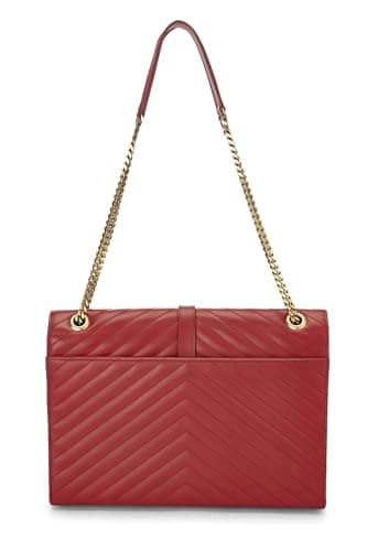 Yves Saint Laurent, Pre-Loved Red Calfskin Envelope Shoulder Bag Large, Red - View 4