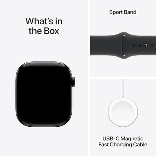 Apple Watch Series 10 [GPS 46mm case] Smartwatch with Jet Black Aluminium Case with Black Sport Band - M/L. Fitness Tracker, ECG App, Always-On Retina Display, Water Resistant - View 7