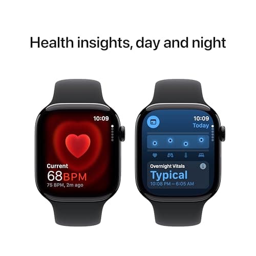 Apple Watch Series 10 [GPS 46mm case] Smartwatch with Jet Black Aluminium Case with Black Sport Band - M/L. Fitness Tracker, ECG App, Always-On Retina Display, Water Resistant - View 6