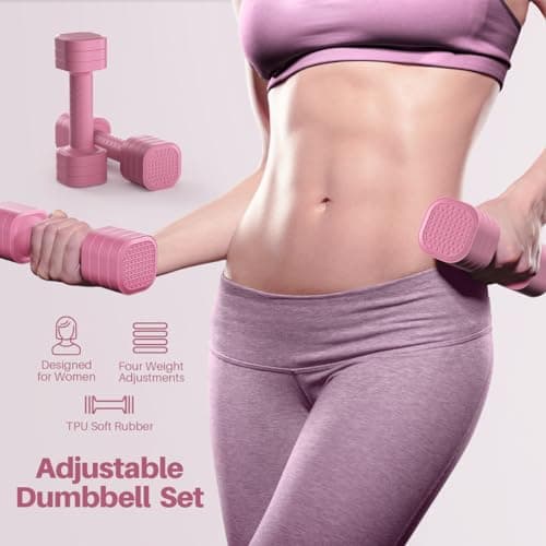 Zempox Adjustable Dumbbell Set of 2, 4 in 1 Free Weights Dumbbells Set for Women, Hand Weights for Women at Home, Each 2lb 3lb 4lb 5lb with TPU Soft Rubber Handle for Home Gym Exercise Training - View 2