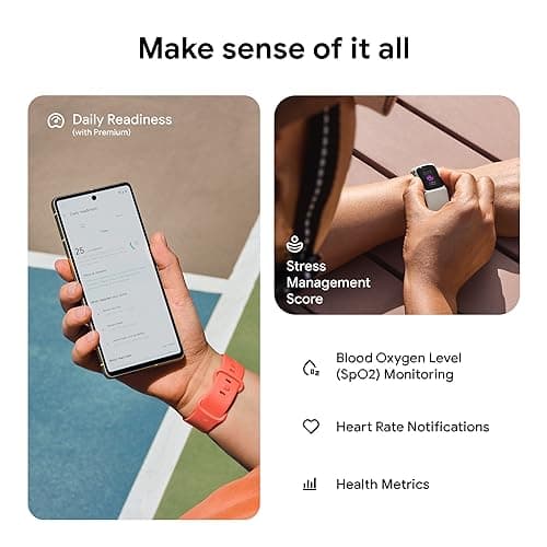 Fitbit Charge 6 Fitness Tracker with Google apps, Heart Rate on Exercise Equipment, 6-Months Premium Membership Included, GPS, Health Tools and More, Obsidian/Black, One Size (S & L Bands Included) - View 5