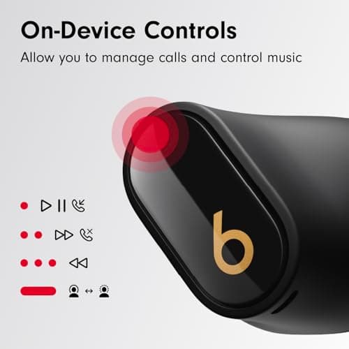 Beats Studio Buds + | True Wireless Noise Cancelling Earbuds, Enhanced Apple & Android Compatibility, Built-in Microphone, Sweat Resistant Bluetooth Headphones, Spatial Audio - Black/Gold - View 5