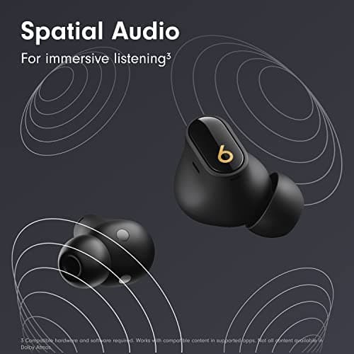 Beats Studio Buds + | True Wireless Noise Cancelling Earbuds, Enhanced Apple & Android Compatibility, Built-in Microphone, Sweat Resistant Bluetooth Headphones, Spatial Audio - Black/Gold - View 7