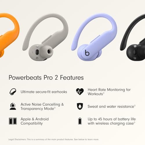 Beats Powerbeats Pro 2 Wireless Bluetooth Earbuds - Noise Cancelling, Heart Rate Monitor, IPX4, Up to 45H Battery & Charging Case, Works with Apple & Android - Hyper Purple - View 2