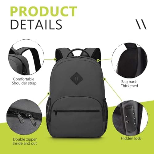 OZCHIN Backpack With Combination Lock, Double Sealed Zipper Classics Carbon Lined Travel Backpack Great Gifts for Men Women (Black) - View 6