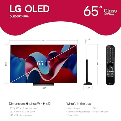LG 65-Inch Class OLED evo C4 Series Smart TV 4K Processor Flat Screen with Magic Remote AI-Powered with Alexa Built-in (OLED65C4PUA, 2024) - View 2