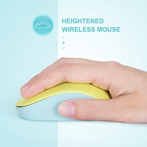 seenda Wireless Mouse, 2.4G Noiseless Mouse with USB Receiver Portable Computer Mice for PC, Tablet, Laptop, Notebook - Yellow & Green - View 5
