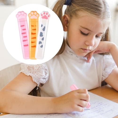 Bewudy 3 Pcs White Out Correction Tape 2 in 1 Double Head Dual Use, Cat Paw Shaped Correction Tape and Roller Double Sided Dispensing Glue Combo, for Kids Students Office School Supplies - View 6