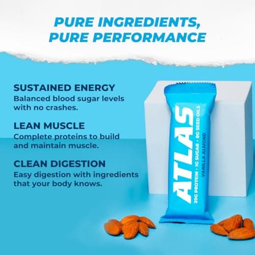 Atlas Protein Bar, 20g Protein, 1g Sugar, Clean Ingredients, Gluten Free (Whey Variety, 12 Count (Pack of 2)) - View 7