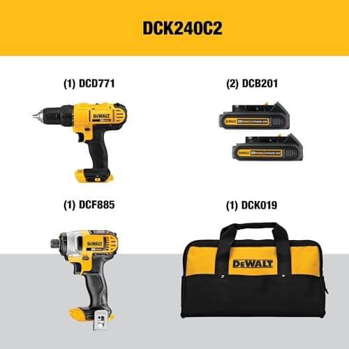 DEWALT 20V MAX Cordless Drill and Impact Driver, Power Tool Combo Kit with 2 Batteries and Charger (DCK240C2) - View 2