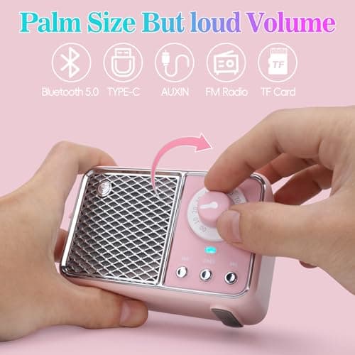 Dosmix Kawaii Room Decor, Retro Bluetooth Speaker,Wireless Bluetooth Speakers, Pink Cute Old Fashion Style for Kitchen Desk Bedroom Office Party Outdoor Vintage Accessories (Tender Pink) - View 3