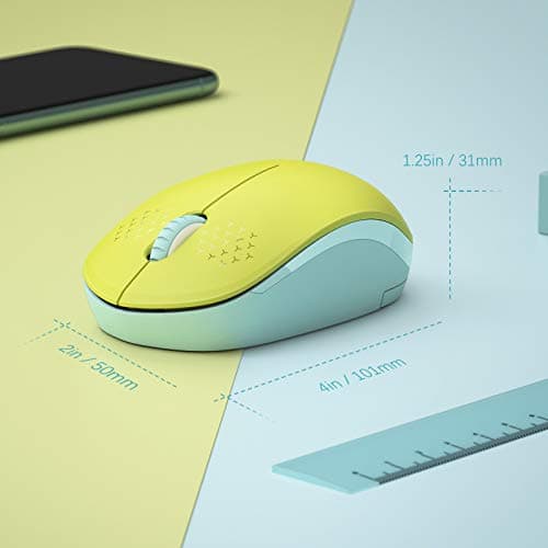 seenda Wireless Mouse, 2.4G Noiseless Mouse with USB Receiver Portable Computer Mice for PC, Tablet, Laptop, Notebook - Yellow & Green - View 3