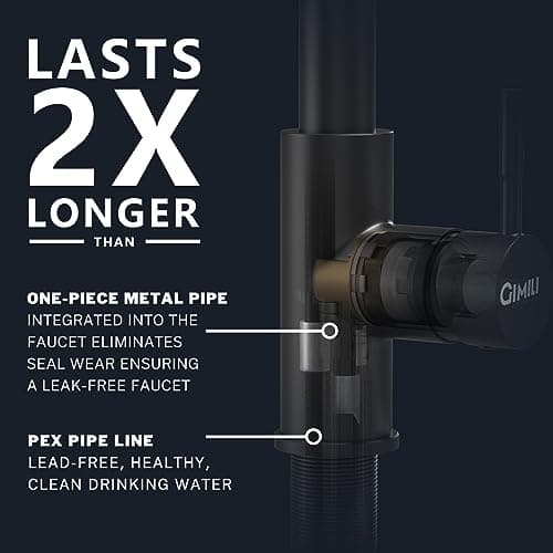 GIMILI Black Kitchen Faucet with Pull Down Sprayer Single Hole Spring Kitchen Sink Faucet, Suitable for Farmhouses, RV, Laundry Room, Outdoor, and Campers. Llave para fregadero de cocina - View 5