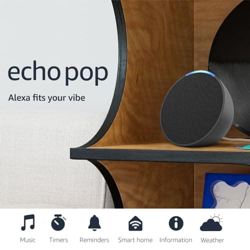 Amazon Echo Pop (newest model), Our smallest Alexa speaker, Fits in any room, Charcoal - View 7