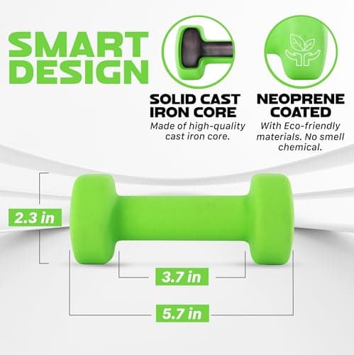 Yes4All 3 lbs Dumbbells Neoprene with Non Slip Grip – Great for Total Body Workout – Total Weight: 6 lbs (Set of 2) - View 2