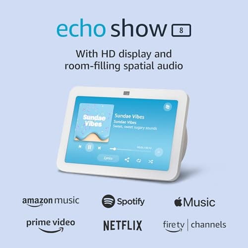 Amazon Echo Show 8 (newest model), With Spatial Audio, Smart Home Hub, and Alexa, Glacier White - View 8
