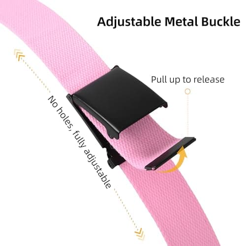 Mile High Life Cut To Fit Canvas Web Belt Size Up to 52" with Flip-Top Solid Black Military Buckle - View 4