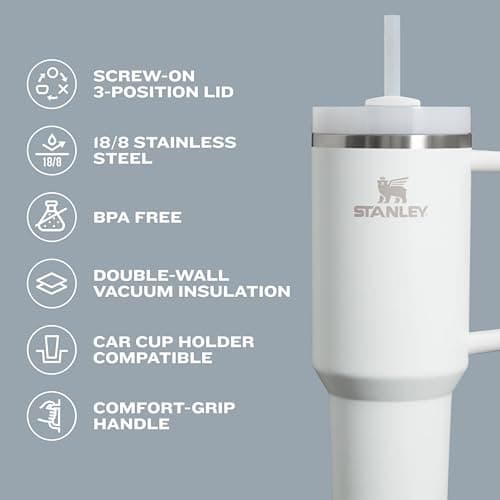 Stanley Quencher H2.0 Tumbler with Handle and Straw 30 oz | Flowstate 3-Position Lid | Cup Holder Compatible for Travel | Insulated Stainless Steel Cup | BPA-Free | Nectarine - View 4