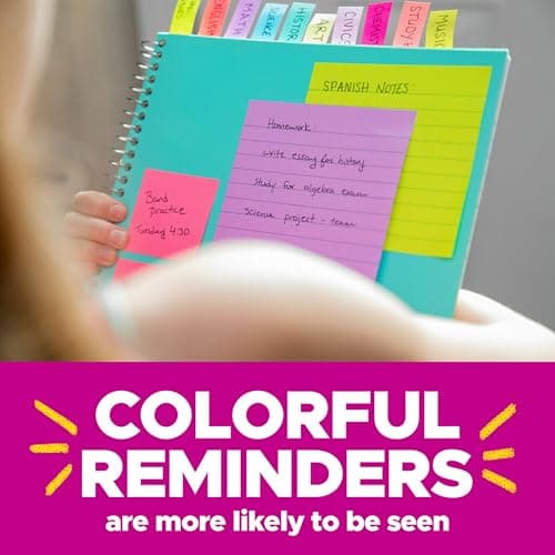 Post-it Super Sticky Notes, 5 Sticky Note Pads, 3 x 3 in., School Supplies, Office Products, Sticky Notes for Vertical Surfaces, Monitors, Walls and Windows, First Snow White - View 5