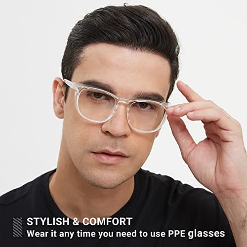 MORK&SUKY Safety Glasses, Stylish Goggles With No Fog Lense,Perfect Alternatives To Regular Protective Eyewear For Health Care Workers. (Transparent) - View 4