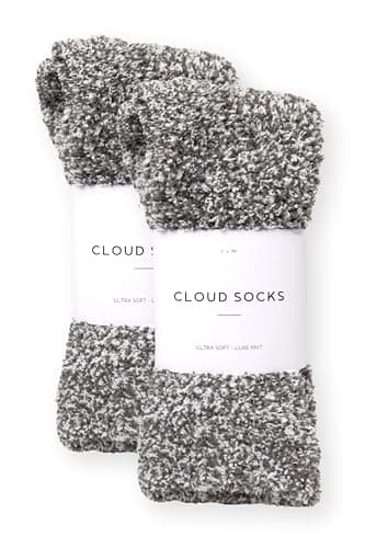 Unboxme Premium Fluffy Cloud Socks - Ultra-Soft, Warm Fuzzy Comfort - Luxury Cozy Socks for Men, 2 Pairs Heather Charcoal