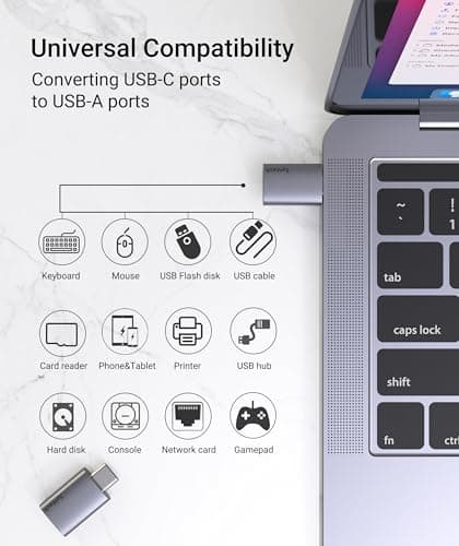 Syntech USB C to USB Adapter (2 Pack), 10Gbps USB 3.2 Gen 2 Fit Side by Side, USB C Male to USB A 3.2 Female Adapter Compatible with iPhone 16 Pro Max/iPad/iMac/MacBook Pro and Thunderbolt 4/3 Devices - View 4