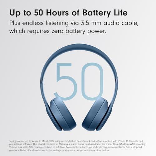 Beats Solo 4 - Wireless Bluetooth On-Ear Headphones, Apple & Android Compatible, Up to 50 Hours of Battery Life - Slate Blue - View 4