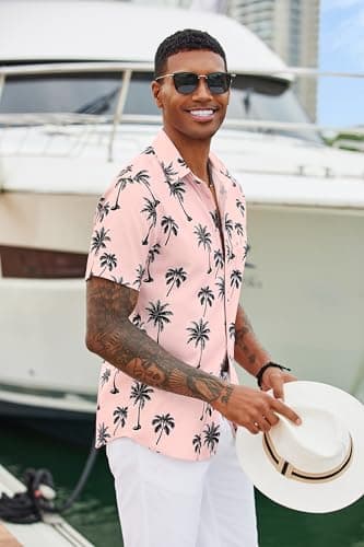 COOFANDY Mens Hawaiian Floral Shirts Tropical Beach Shirt Short Sleeve Casual Button Down Shirts - View 4