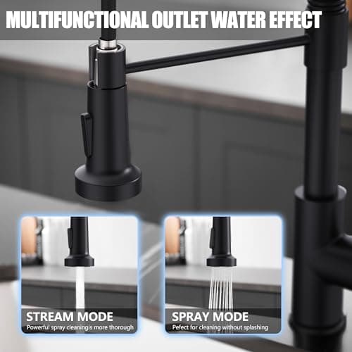 GIMILI Black Kitchen Faucet with Pull Down Sprayer Single Hole Spring Kitchen Sink Faucet, Suitable for Farmhouses, RV, Laundry Room, Outdoor, and Campers. Llave para fregadero de cocina - View 3