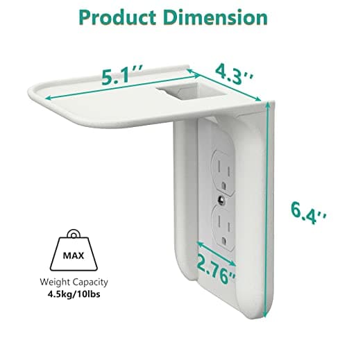 WALI Outlet Shelf Wall Holder, Bathroom Shelf up to 10lbs Standard Vertical Duplex Wall Organizer for Smart Home Decor Space Saving Power Tools, Toothbrush (OLS001-W), 1 Pack, White - View 3