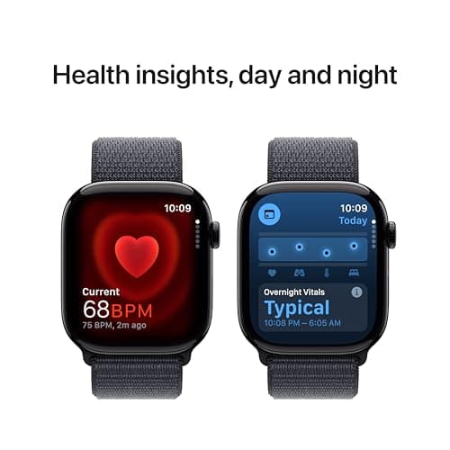 Apple Watch Series 10 [GPS 46mm case] Smartwatch with Jet Black Aluminium Case with Ink Sport Loop. Fitness Tracker, ECG App, Always-On Retina Display, Carbon Neutral - View 6