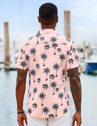 COOFANDY Mens Hawaiian Floral Shirts Tropical Beach Shirt Short Sleeve Casual Button Down Shirts - View 6