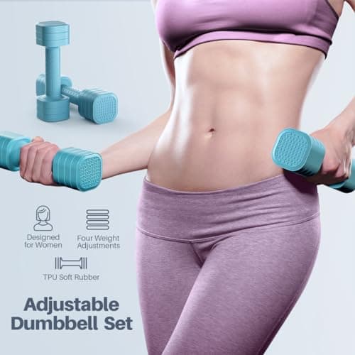 Zempox Adjustable Dumbbell Set of 2, 4 in 1 Free Weights Dumbbells Set for Women, Hand Weights for Women at Home, Each 2lb 3lb 4lb 5lb with TPU Soft Rubber Handle for Home Gym Exercise Training - View 2
