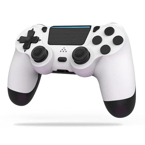 MOVONE Wireless Controller Dual Vibration Game Joystick Controller for Ps4 Controller/Slim/Pro,Compatible with PS4 Console (white+black)