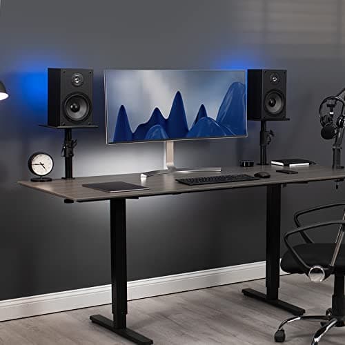 VIVO Clamp-on Speaker Stand Desk Mount Set, 10 x 9 inch Trays, Height Adjustment and Tilt, Universal Audio Holders for Computer and Bookshelf Speakers, Elevated Sound, 2 Pack, Black, MOUNT-SP01CB - View 2