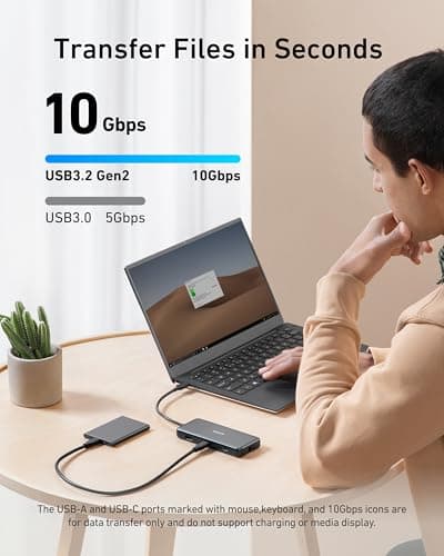 Anker 555 USB-C Hub (8-in-1), with 100W Power Delivery, 4K 60Hz HDMI Port, 10Gbps USB C and 2 A Data Ports, Ethernet microSD SD Card Reader, for MacBook Pro More - View 3