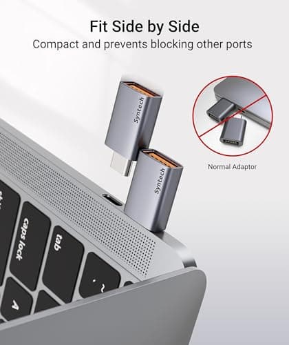 Syntech USB C to USB Adapter (2 Pack), 10Gbps USB 3.2 Gen 2 Fit Side by Side, USB C Male to USB A 3.2 Female Adapter Compatible with iPhone 16 Pro Max/iPad/iMac/MacBook Pro and Thunderbolt 4/3 Devices - View 3