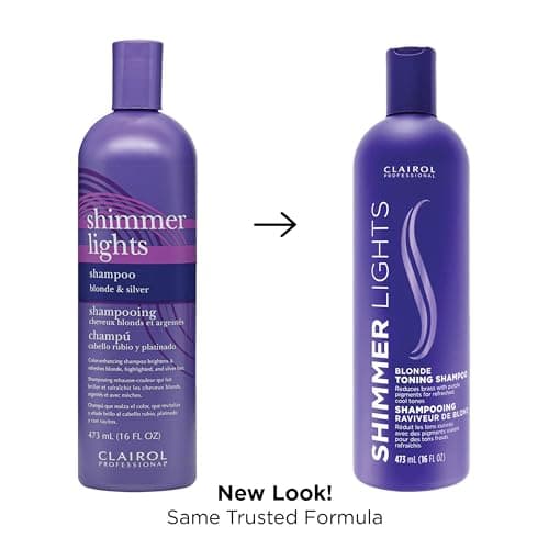 Clairol Professional Shimmer Lights Purple Shampoo, 16 fl. Oz, Neutralizes Brass & Yellow Tones, For Blonde, Silver, Gray & Highlighted Hair Packaging May Vary - View 3