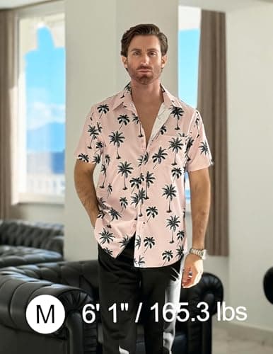COOFANDY Mens Hawaiian Floral Shirts Tropical Beach Shirt Short Sleeve Casual Button Down Shirts - View 3