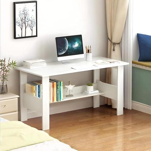 Callas Computer Desk Home/Office Desk | Writing Study Desk | Laptop Table | Modern Simple Desk | Small Desks for Small Spaces | Sturdy Desk for Home, Office, Bedroom, Living Room (ST-09-White) - View 4
