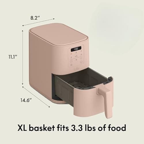 bella 4Qt Slim Air Fryer, Fits-anywhere™ Kitchenware, EverGood™ Ceramic Nonstick Coating, Adjustable Temperature, 6 Preset Cooking Options, 60 Min Auto Shutoff w Audible Tone, 3.3lb Capacity, Blossom - View 7