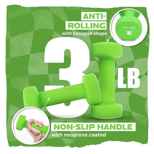 Yes4All 3 lbs Dumbbells Neoprene with Non Slip Grip – Great for Total Body Workout – Total Weight: 6 lbs (Set of 2) - View 3