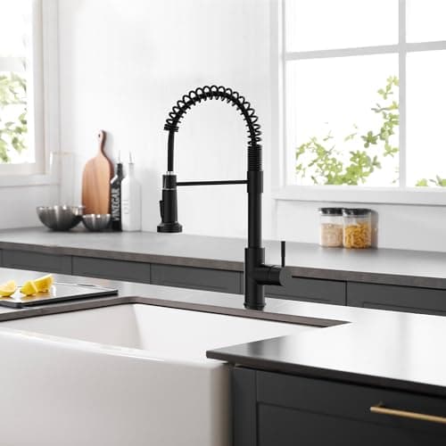 GIMILI Black Kitchen Faucet with Pull Down Sprayer Single Hole Spring Kitchen Sink Faucet, Suitable for Farmhouses, RV, Laundry Room, Outdoor, and Campers. Llave para fregadero de cocina - View 8