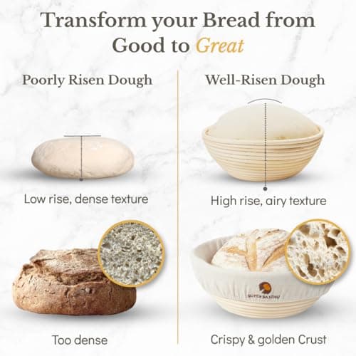 Superbaking Banneton Bread Proofing Basket, Sourdough Bread Baking Supplies, Round 9 Inch Sourdough Starter Kit, Proofing Basket for Baking, Bread Making Supplies Tools, Banneton Basket Gift Set - View 6